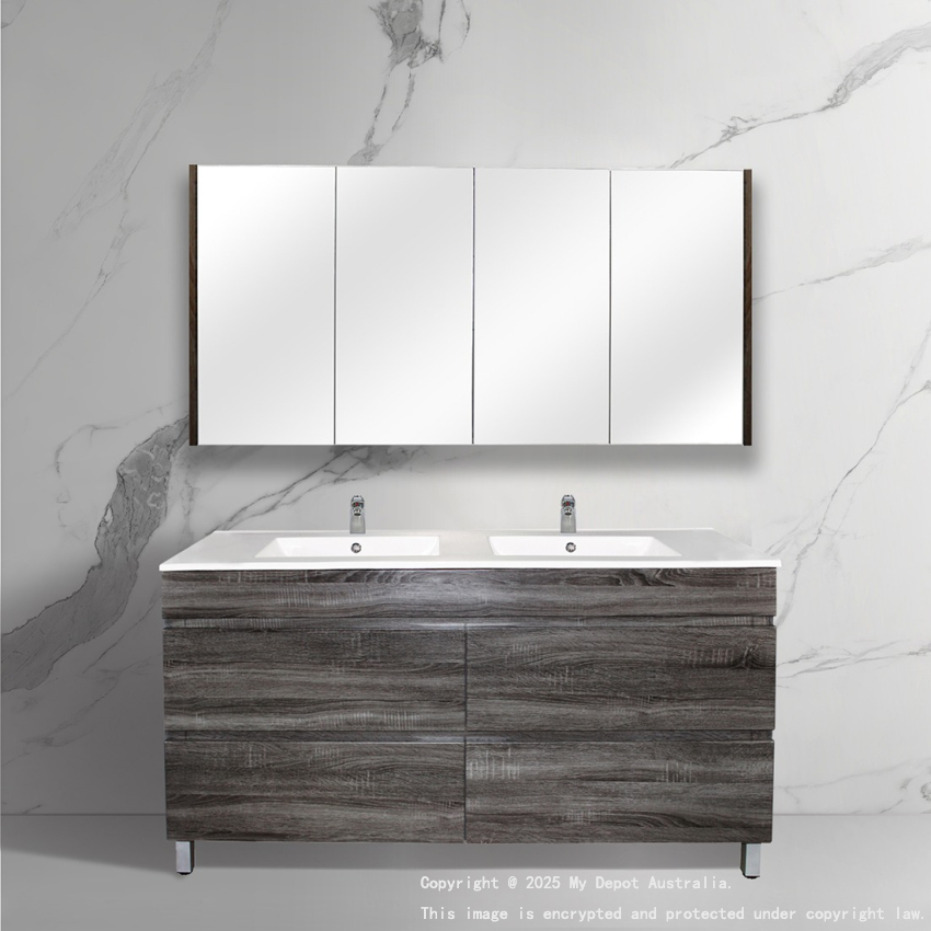 1500mm Dark Grey MDF Bathroom Vanity 4 Drawers Free Standing Cabinet Only