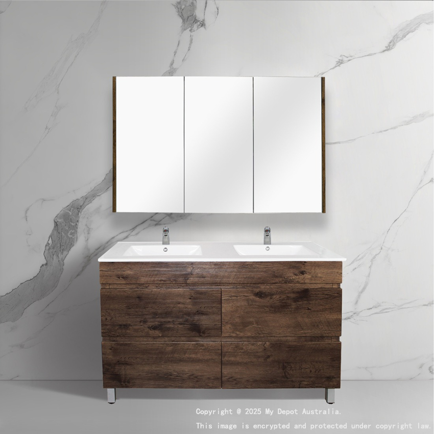 1200mm Dark Oak MDF Bathroom Vanity 4 Drawers Free Standing Cabinet Only