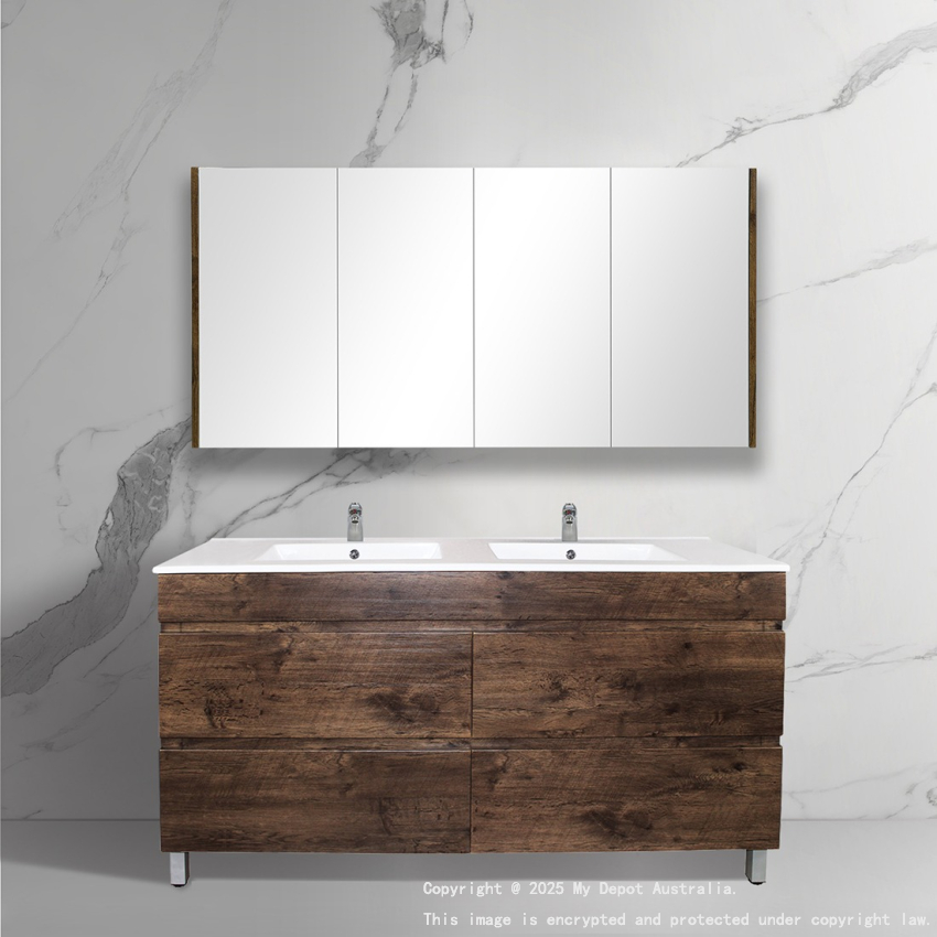 1500mm Dark Oak MDF Bathroom Vanity 4 Drawers Free Standing Cabinet Only