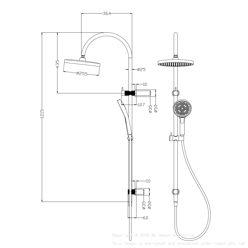 Linie Round Multi-Function Shower Set 255mm Gunmetal