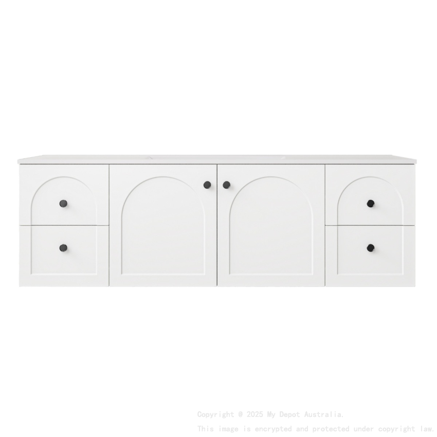 1490*455*470mm Matte White Chester Federation Wall Hung PVC Cabinet