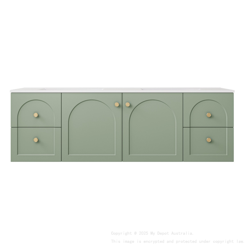 1490*455*470mm Olive Green Chester Federation Wall Hung PVC Cabinet