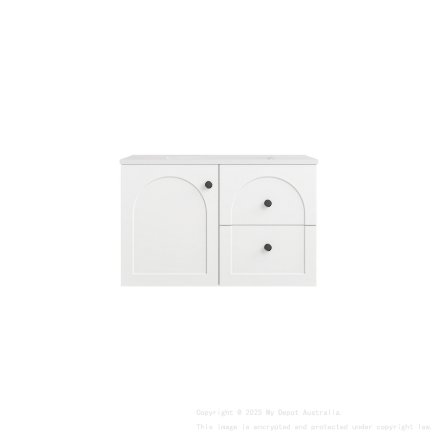 740*455*470mm Matte White Chester Federation Wall Hung PVC Cabinet,Right Hand Drawers