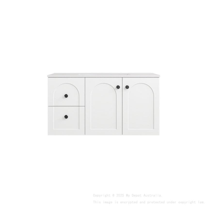 890*455*470mm Matte White Chester Federation Wall Hung PVC Cabinet,Left Hand Drawers