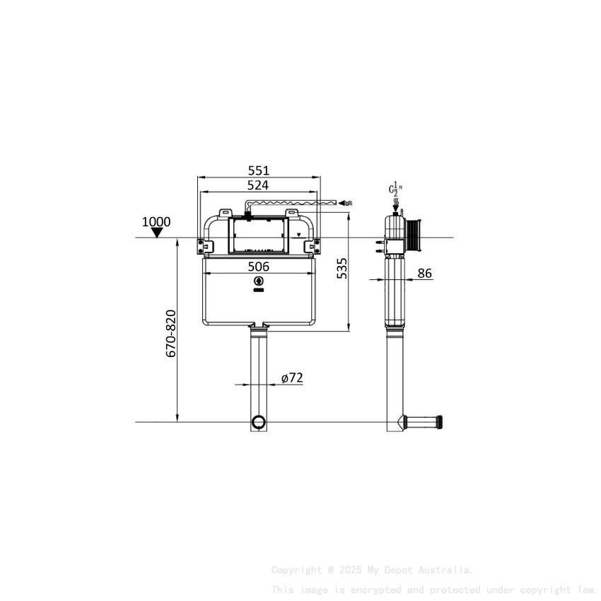 Standard Cistern for PTW1012 Gloss White