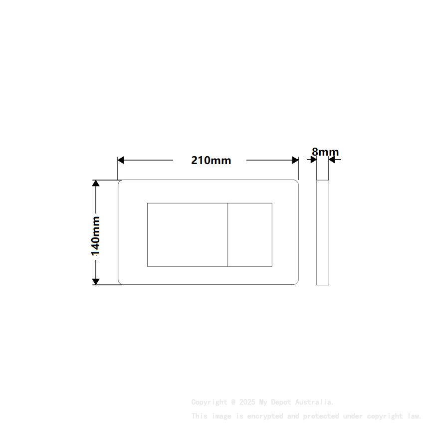 ABS Square Push Plate Chrome