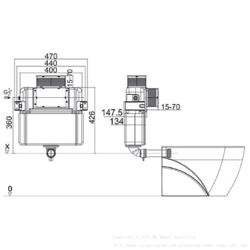 Frameless Low Height In Wall Cistern For Wall Faced Pan