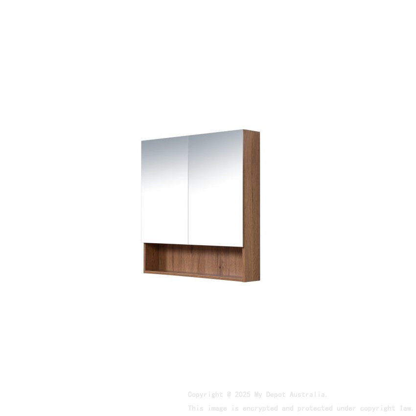900*150*780mm Canyon Oak Wall Hung Woodgrain Mirror Cabinet Two Doors 