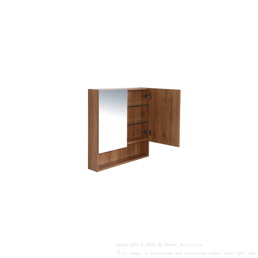 750*150*780mm Canyon Oak Wall Hung Woodgrain Mirror Cabinet Two Doors 