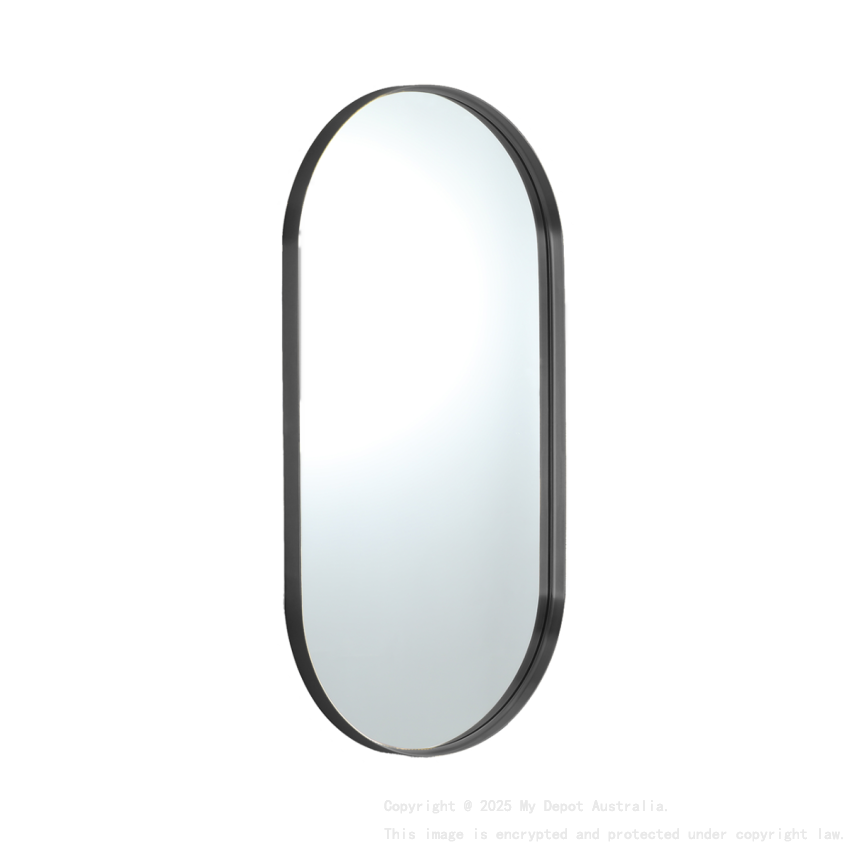 450X1200X35mm Gun Metal Ellips Frame Mirror