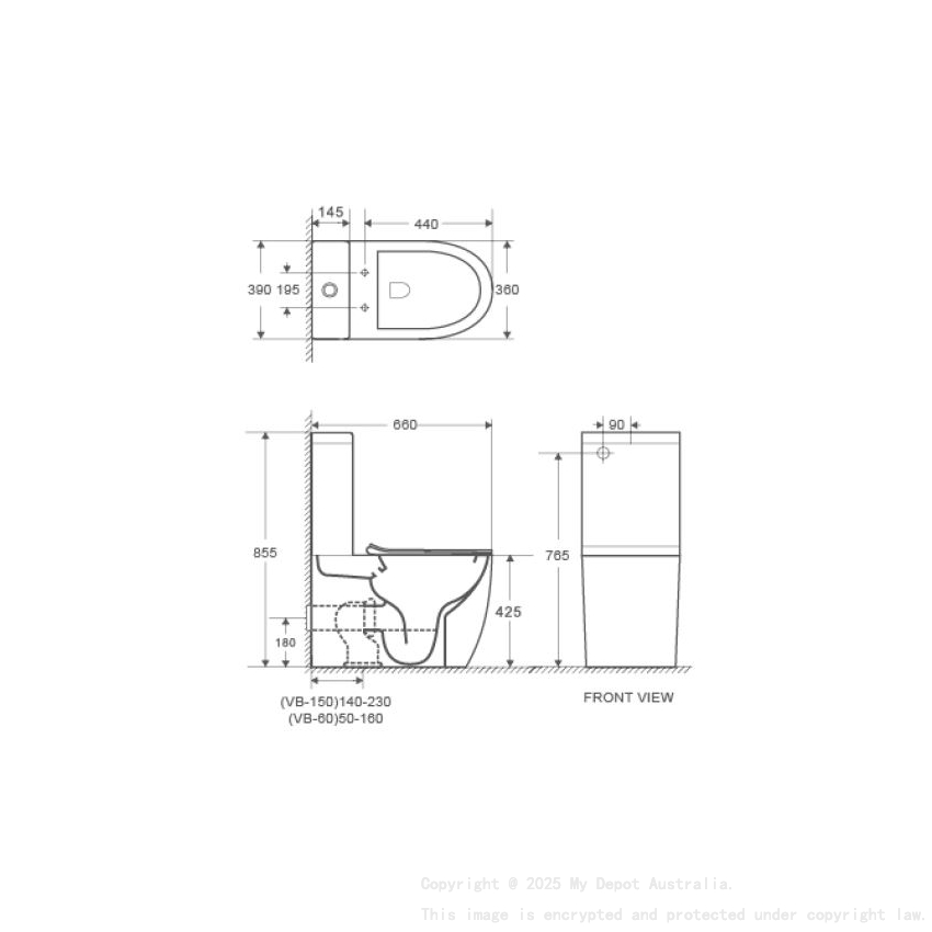 Hani Back To Wall Toilet Suite (Rimless) With Slim Uf Seat Cover And Universal Inlet Cistern T3