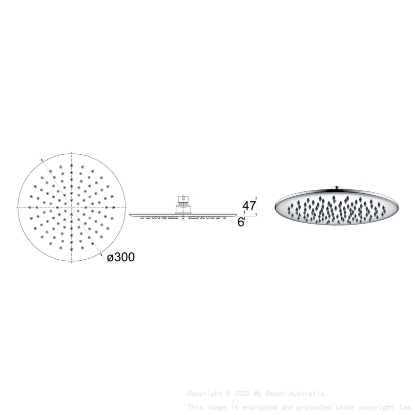 Kara 304 Stainless Steel Shower Rose Mirror Polish