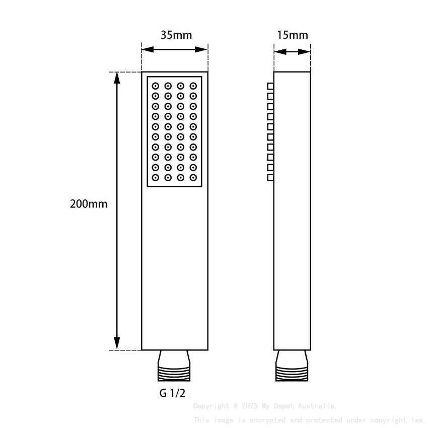 Esperia Square Solid Brass Matte Black Hand Shower Spray