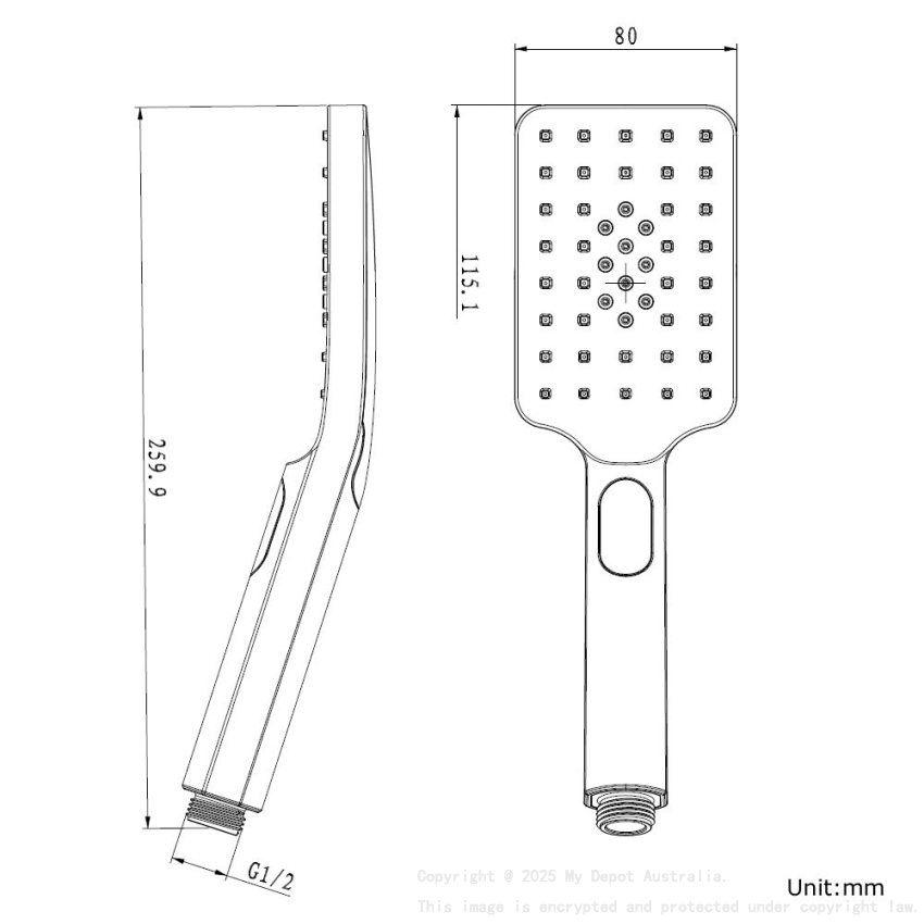 Esperia Square ABS Chrome Hand Shower Spray