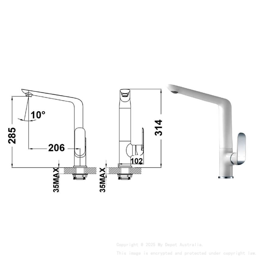 Kara Sink Mixer Chrome & White