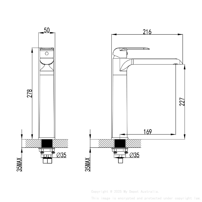 Kara High Rise Basin Mixer Matt Black