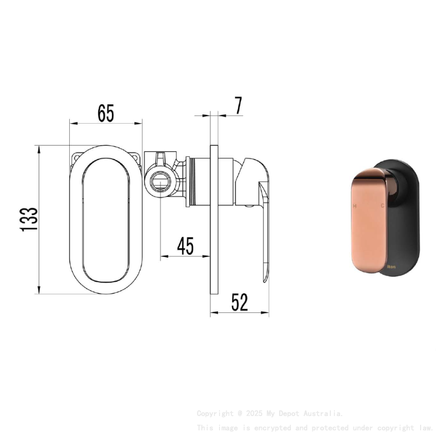 Kara Wall Mixer Black & Rose Gold Handle