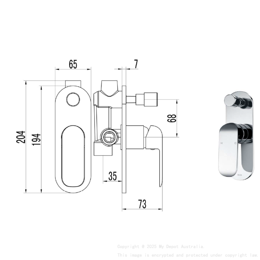 Kara Wall Mixer with Diverter Chrome