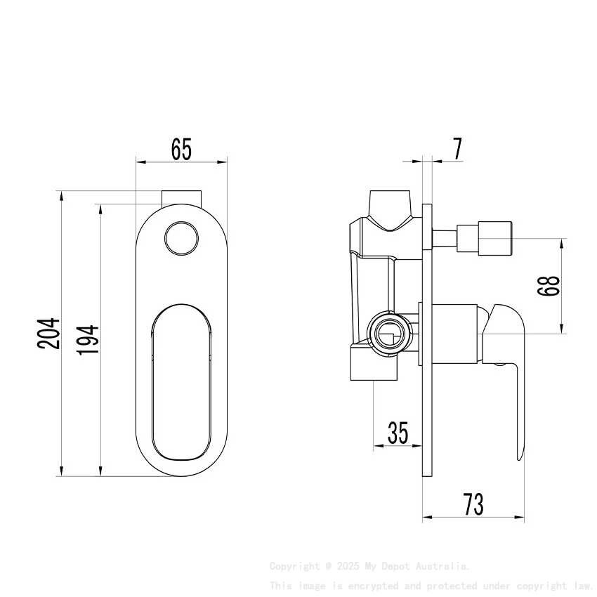 Kara Wall Mixer with Diverter Brushed Gold