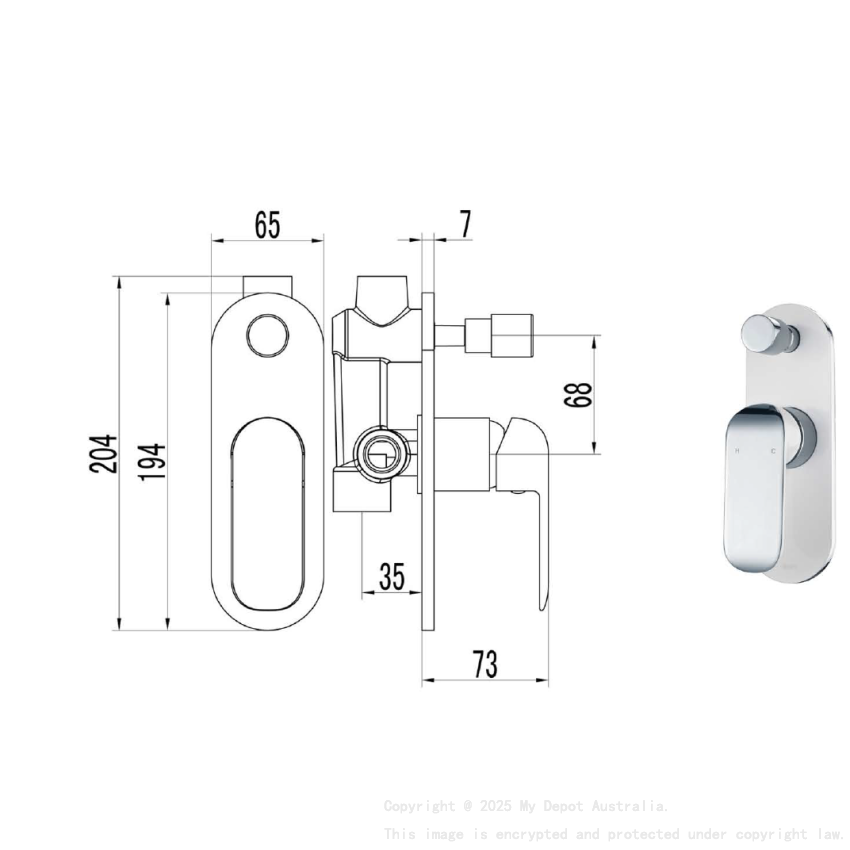 Kara Wall Mixer with Diverter Chrome & White