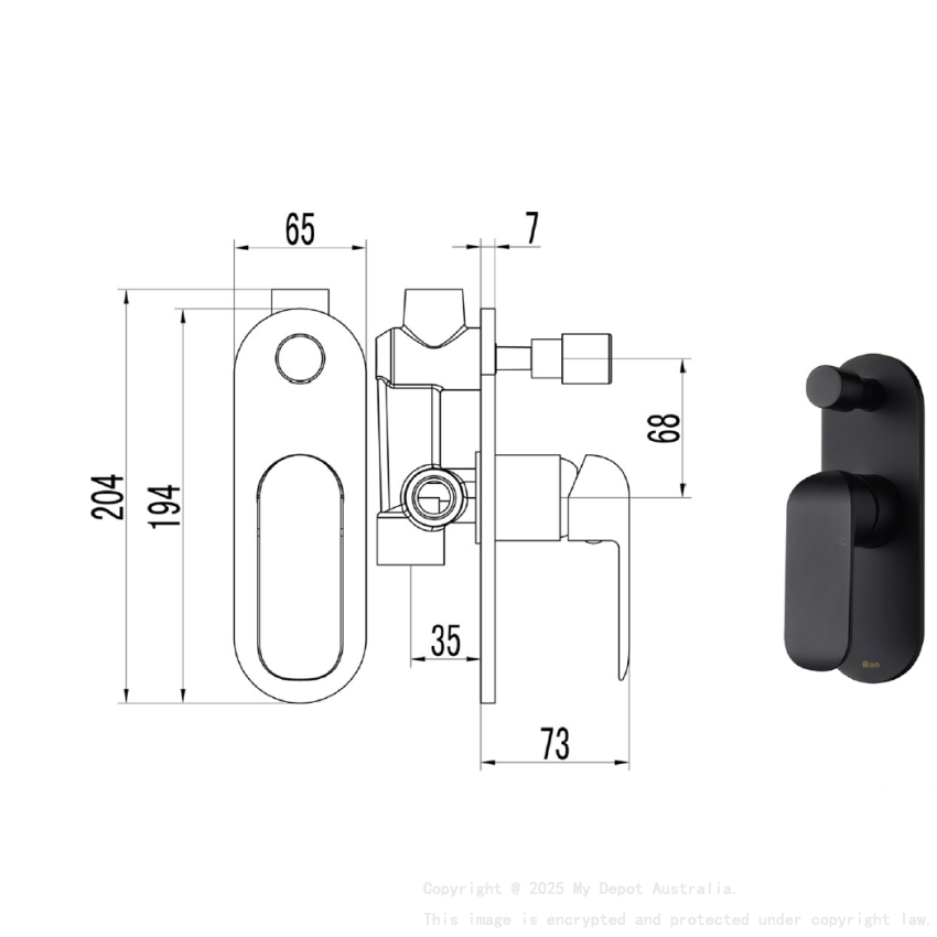 Kara Wall Mixer with Diverter Matt Black