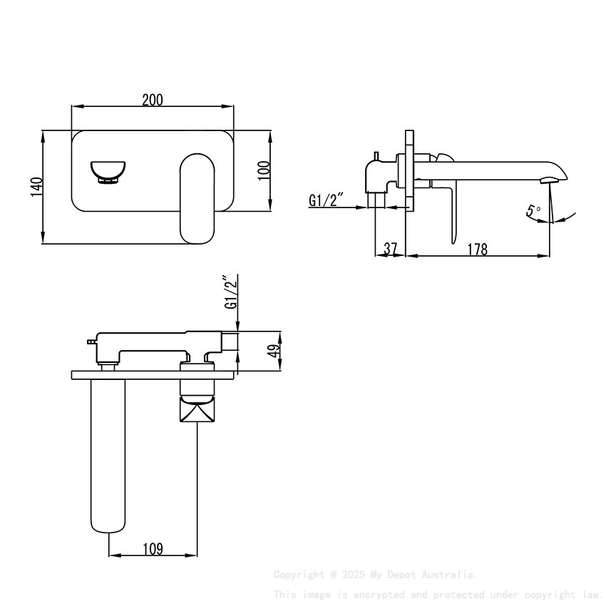 Kara Wall Basin Mixer Brushed Nickel