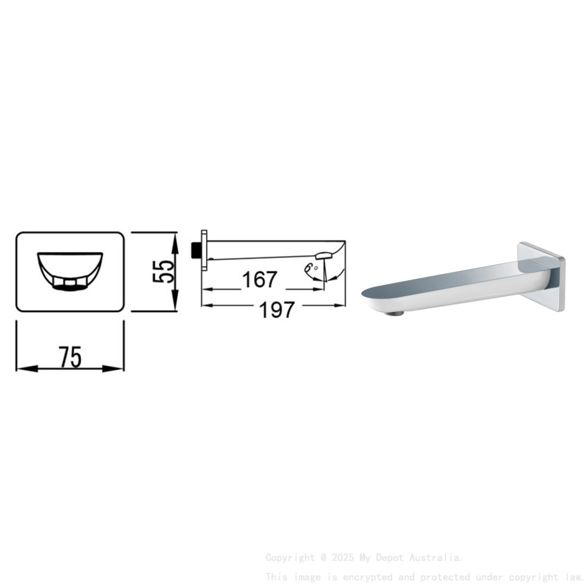 Kara Bath Spout Chrome & White