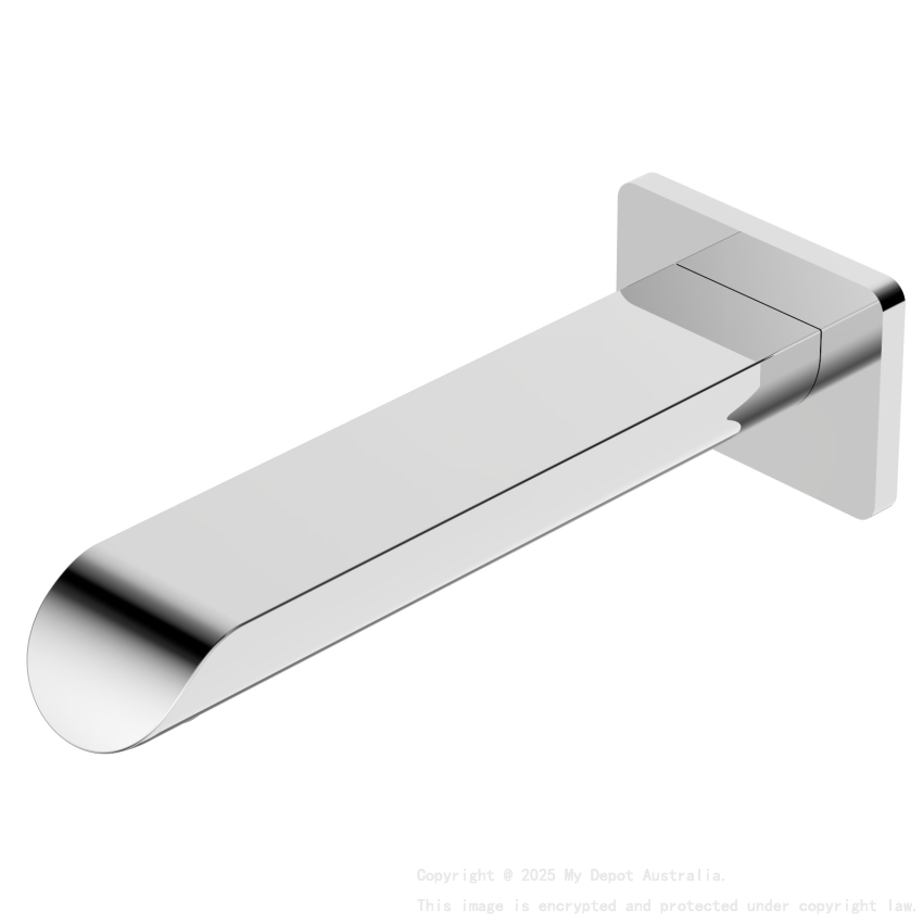 Kara Bath Spout Curved Tip Chrome