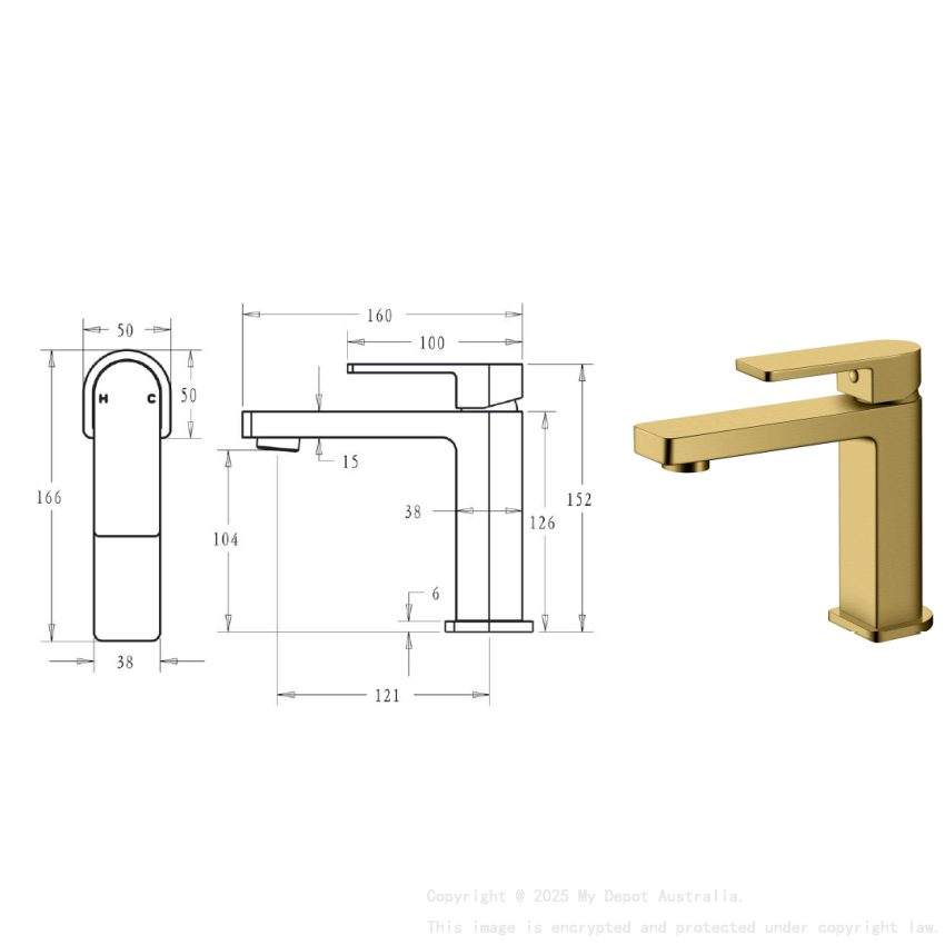 Flores Basin Mixer Brushed Gold