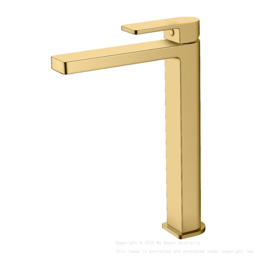 Flores High Rise Basin Mixer Brushed Gold