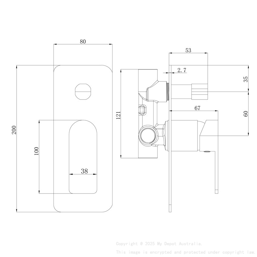 Flores Wall Mixer with Diverter Brushed Nickel