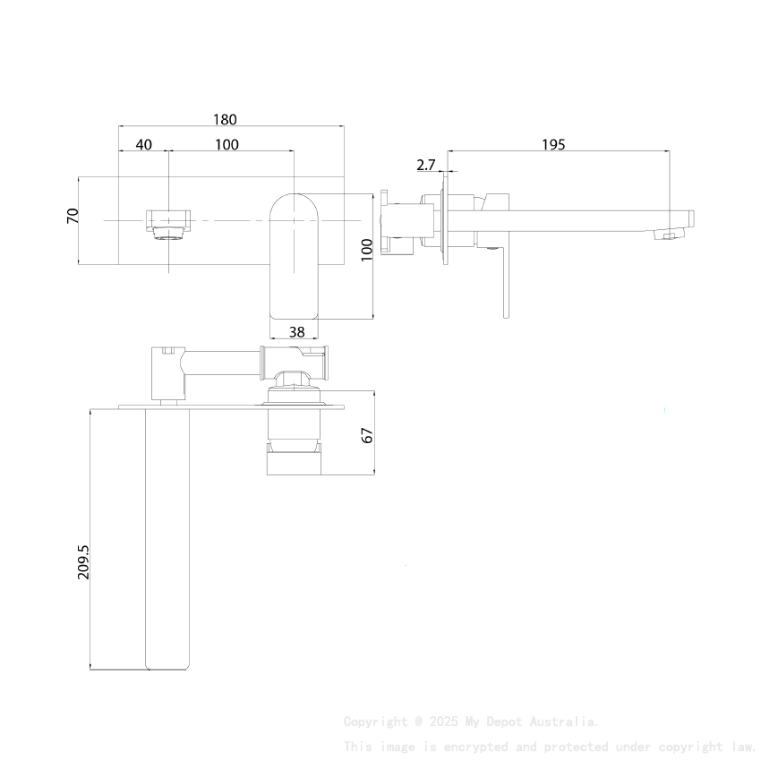 Flores Wall Basin Mixer Matt Black