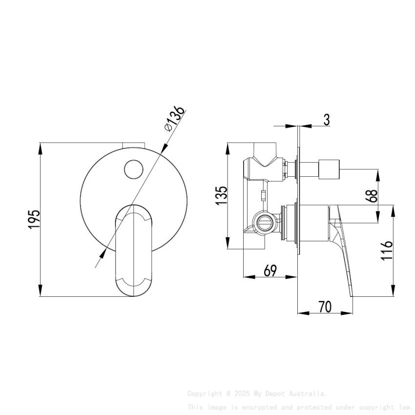 Sulu II Wall Diverter Mixer Trim Kits Gun Metal