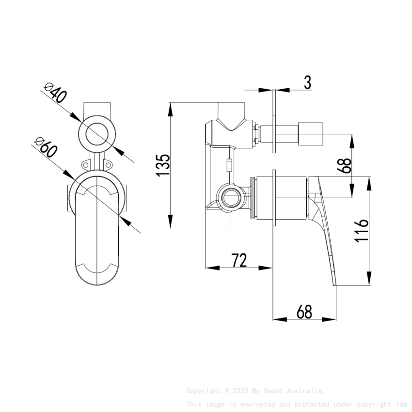 Sulu II Wall Diverter Mixer Trim Kits With Separate Cover Plate Brushed Gold
