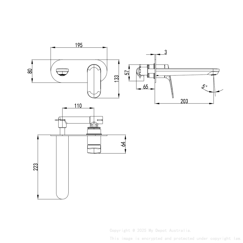 Sulu II Wall Basin Mixer Trim Kits Chrome