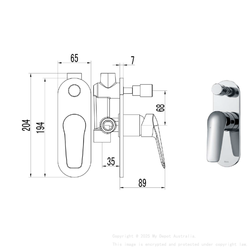 Sulu Wall Mixer with Diverter Chrome