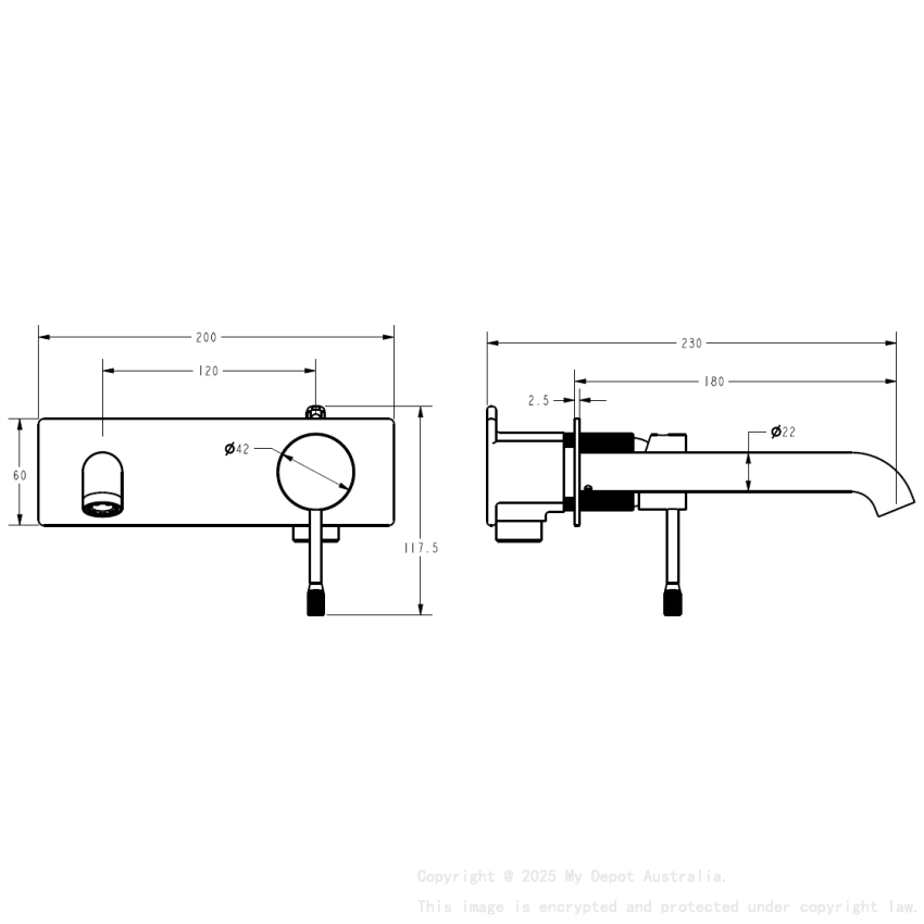 Linie Wall Basin Mixer Trim Kit Gun Metal
