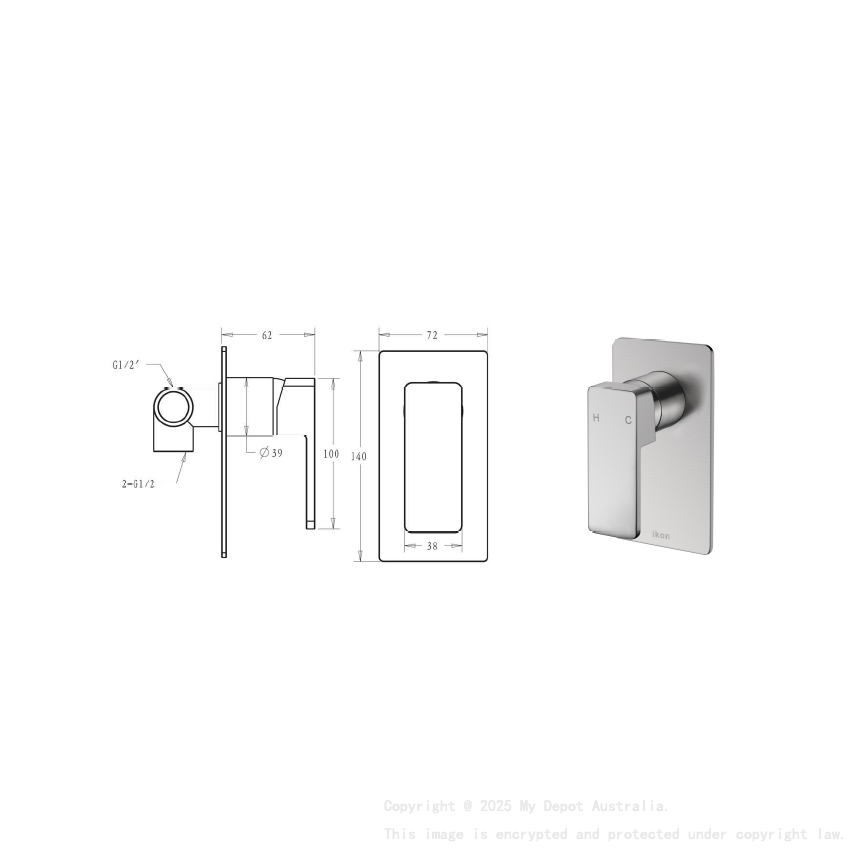 Ceram Wall Mixer Brushed Nickel