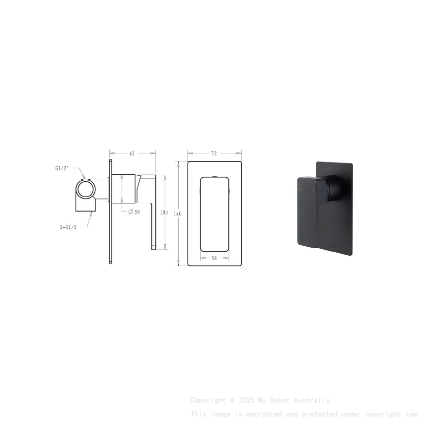 Ceram Wall Mixer Matt Black