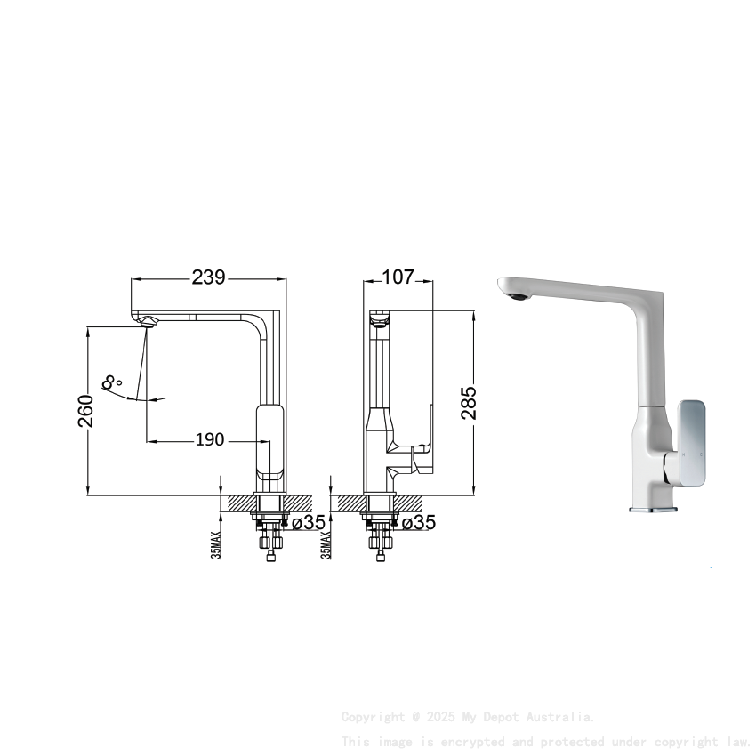 Seto Sink Mixer Chrome & White