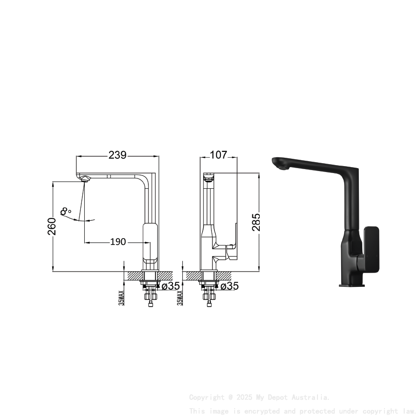 Seto Sink Mixer Matt Black