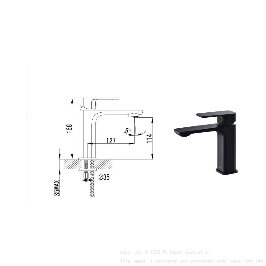 Seto Basin Mixer Matt Black