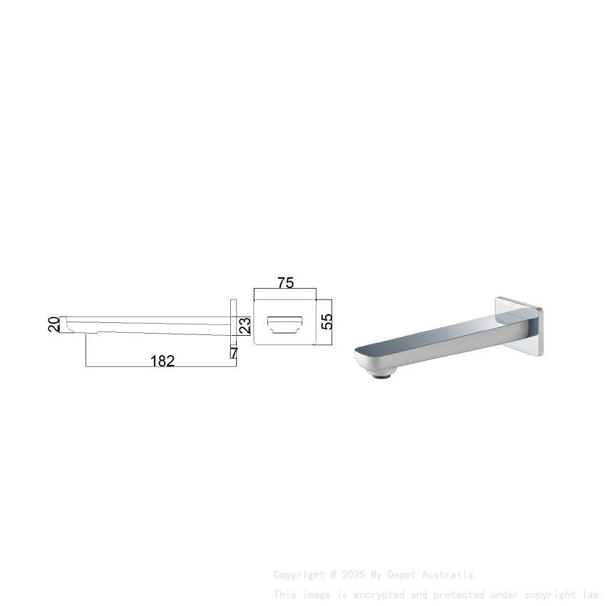 Seto Bath Spout Chrome & White