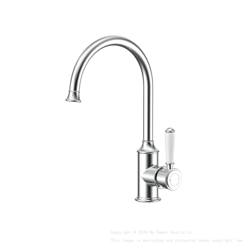 Clasico Gooseneck Sink Mixer Ceramic handle Chrome