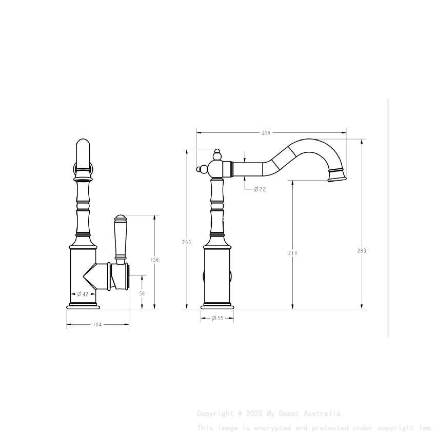 Clasico Sink Mixer Ceramic handle in Brushed Nickel