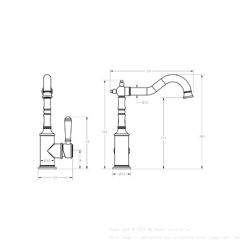 Clasico Sink Mixer in Brushed Gold