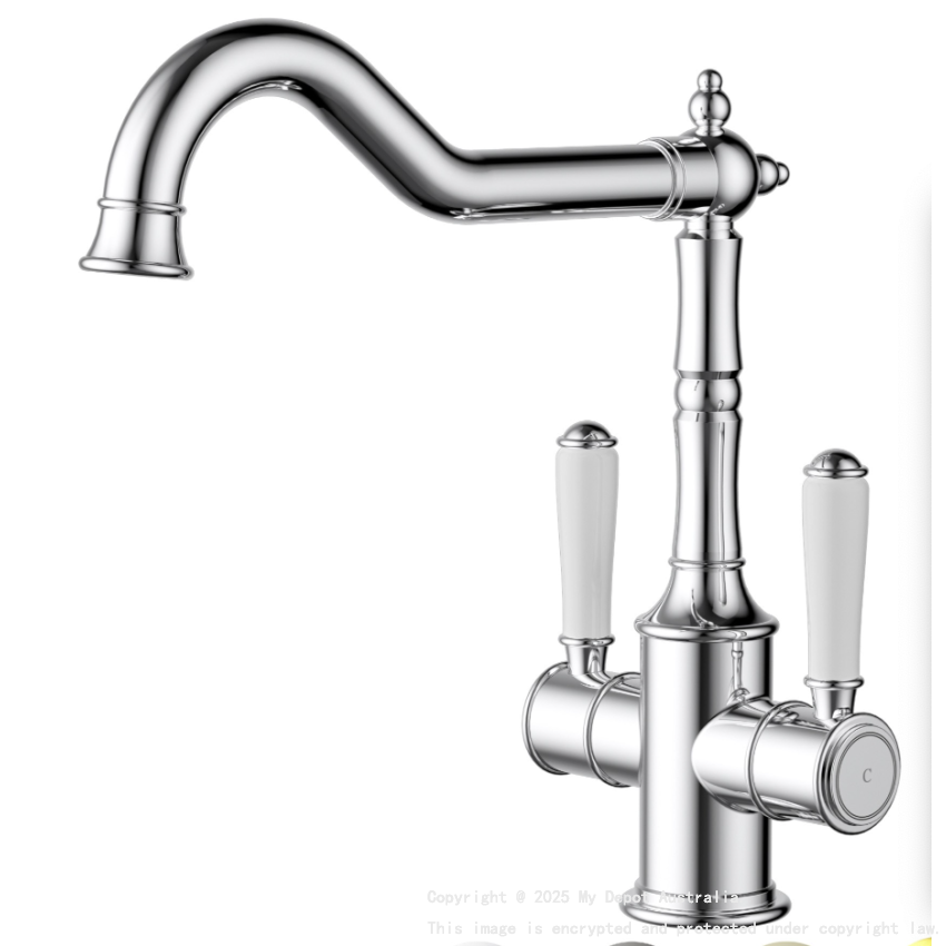 Clasico Twin Handle Sink Mixer Ceramic Handle Chrome