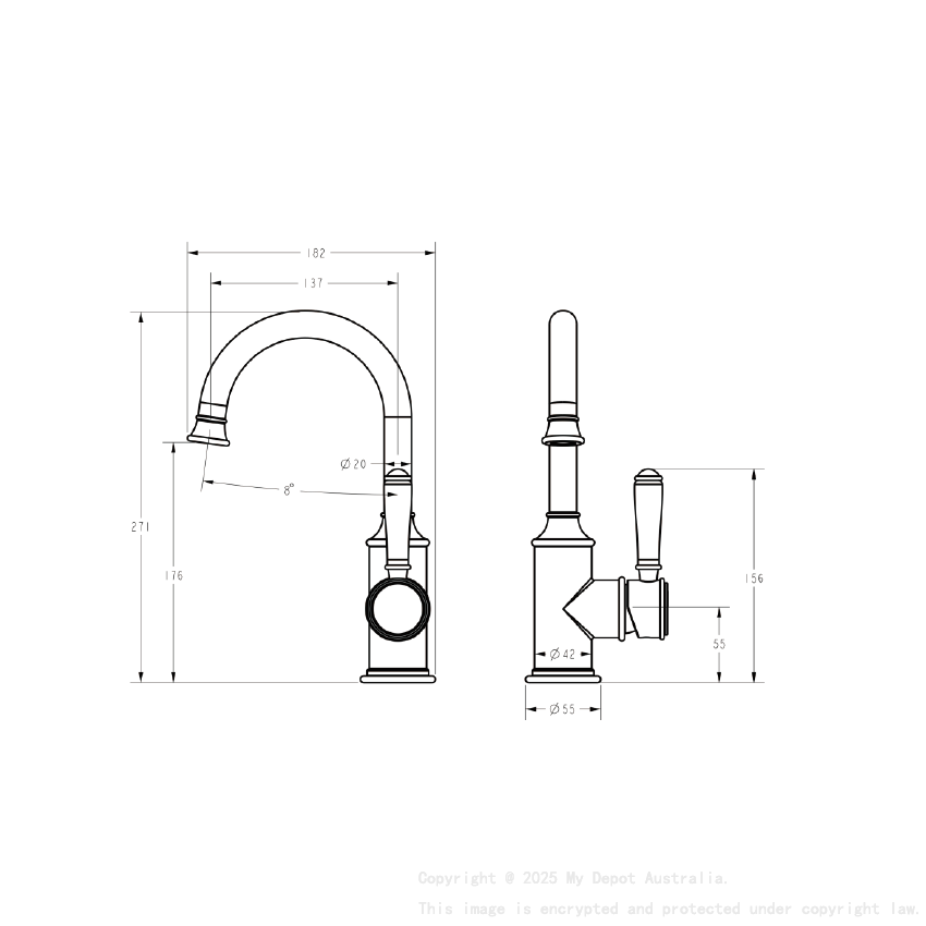 Clasico Gooseneck Basin Mixer Chrome 