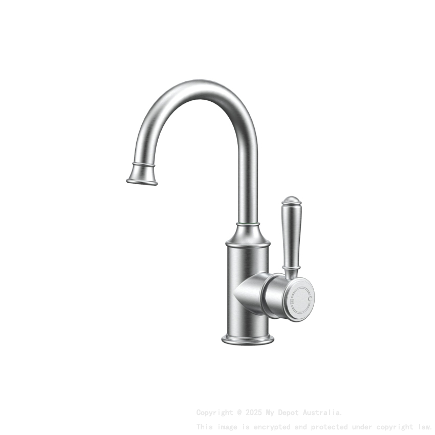 Clasico Gooseneck Basin Mixer in Brushed Nickel
