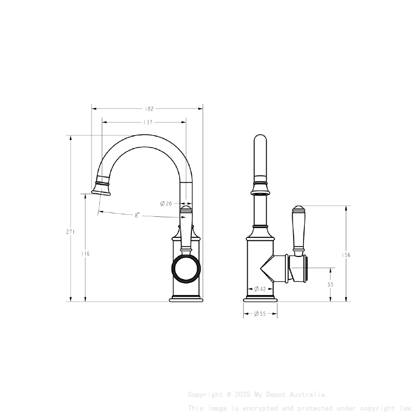 Clasico Gooseneck Basin Mixer in Brushed Nickel